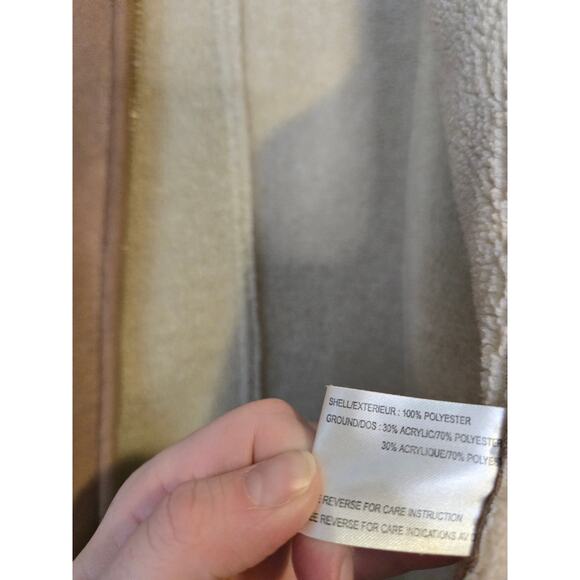 [15] VINTAGE Talbots Y2K Tan Faux Suede Zip Up Jacket XL Penny Lane Rancher - Picture 9 of 13